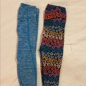 Hanna Andersson Blue and Multicolor Floral Athletic Leggings